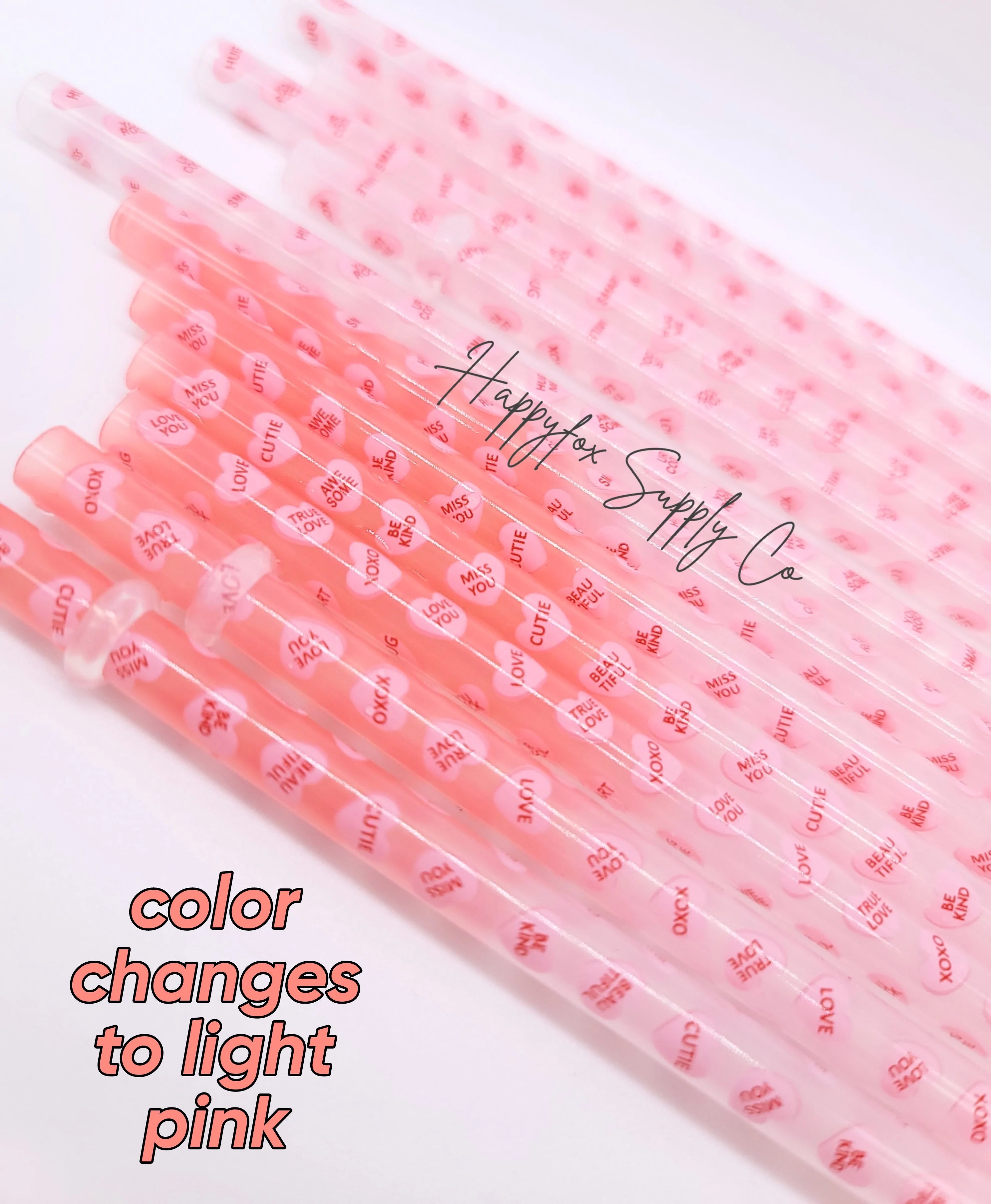 Valentine candy hearts COLOR CHANGING reusable straw – mcmtumblers