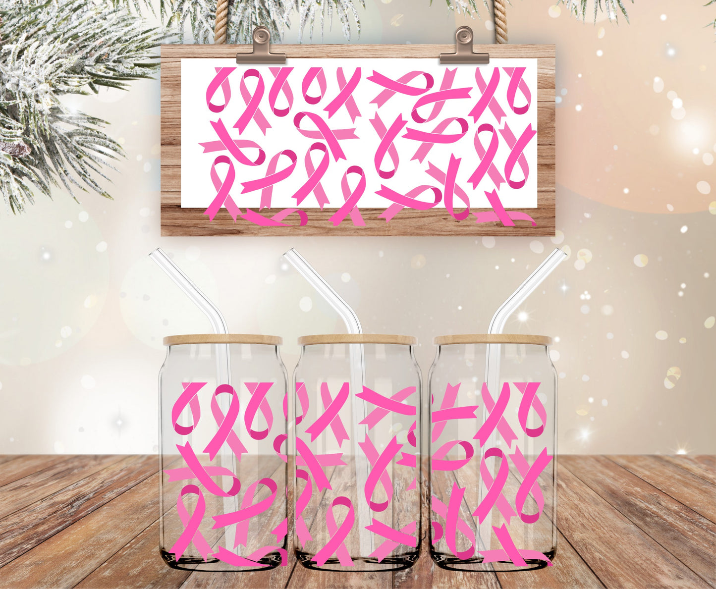 Pink ribbon libbey vinyl wrap