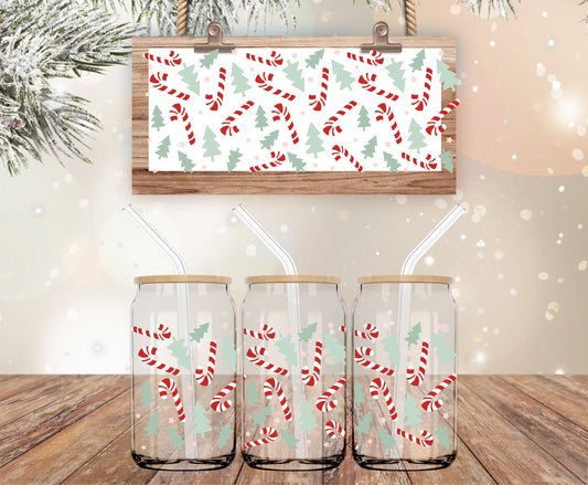 Candy canes and trees vinyl libbey wrap