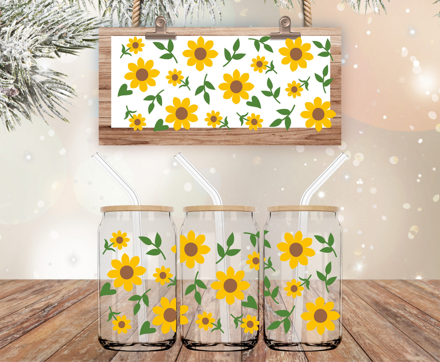 Sunflowers vinyl libbey wrap