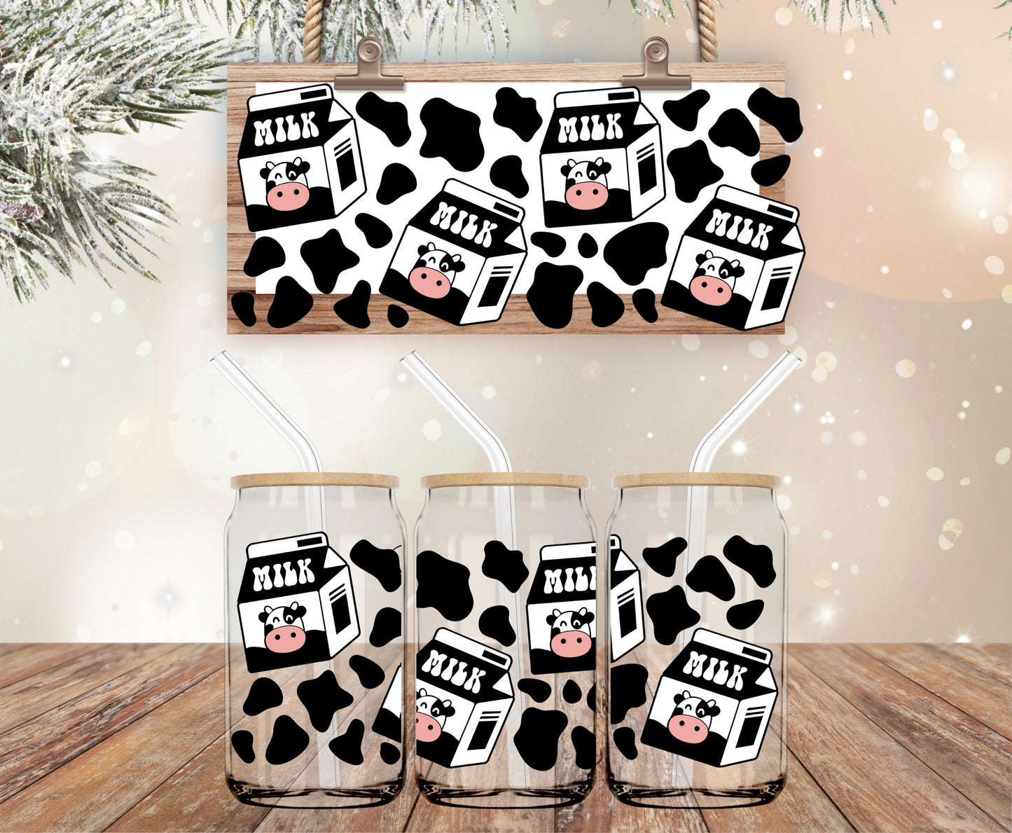 Cows print milk libbey wrap