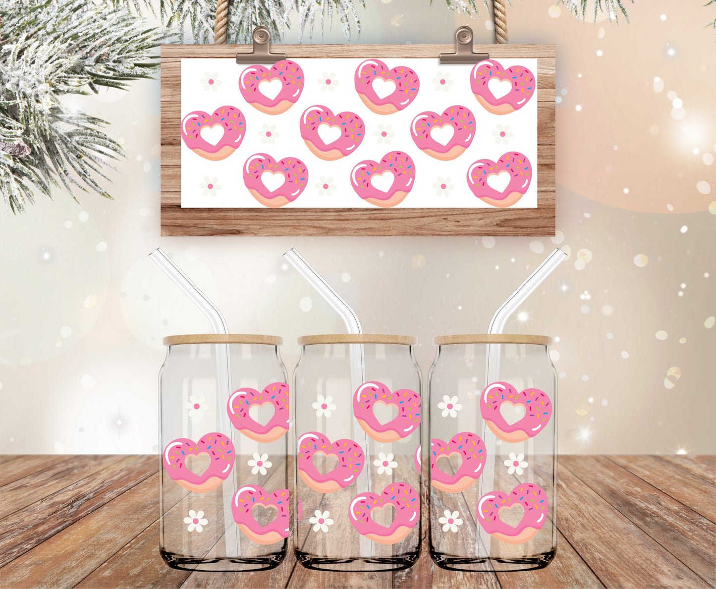 Heart mini donuts 16oz libbey vinyl wrap