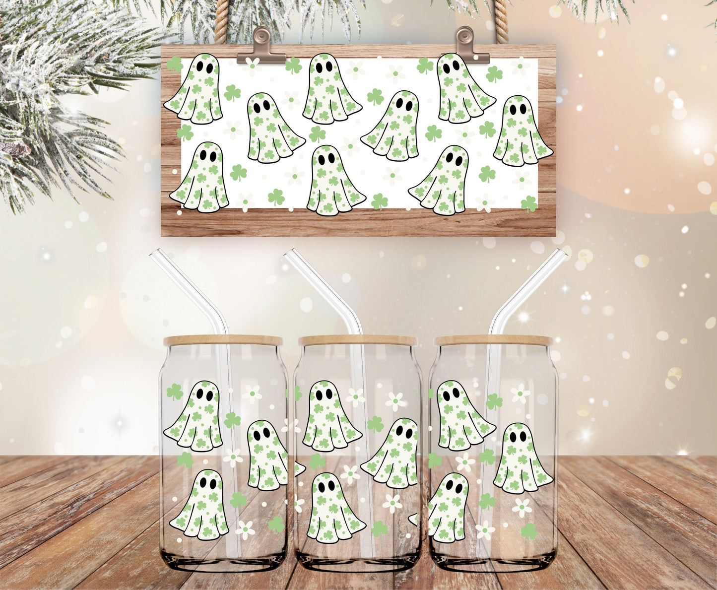 Shamrock ghosties vinyl libbey wrap