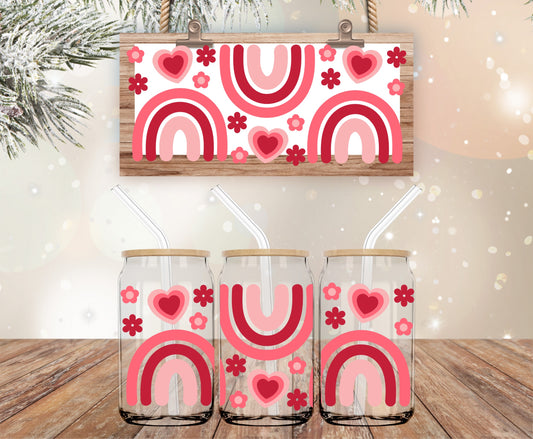 Pink and red rainbow hearts vinyl libbey wrap