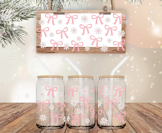 Bows and daises vinyl libbey wrap