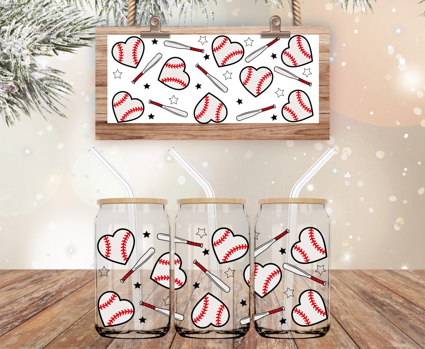 Baseball hearts vinyl libbey wrap