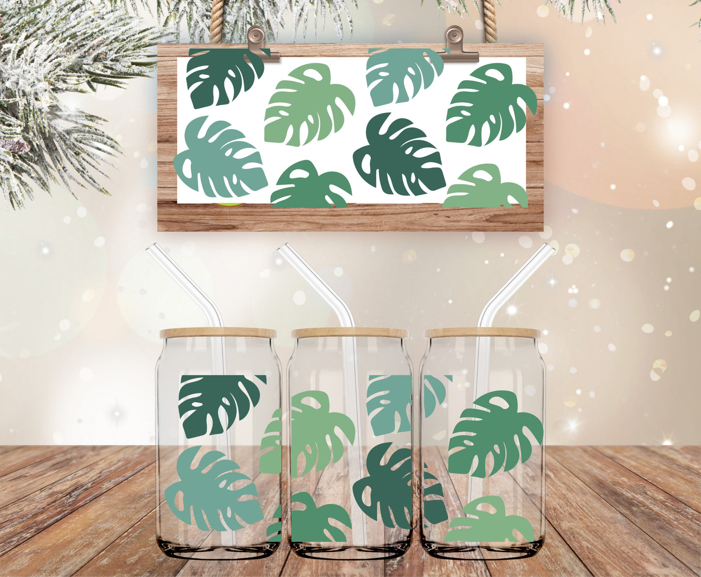 Monstera Plant vinyl libbey wrap