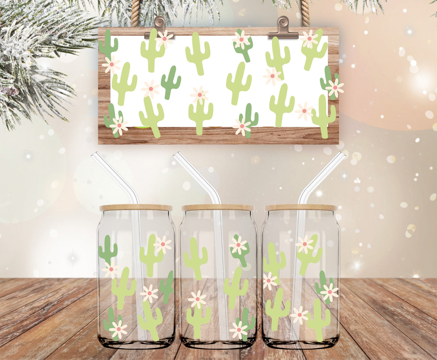 Summer Cactus vinyl libbey wrap