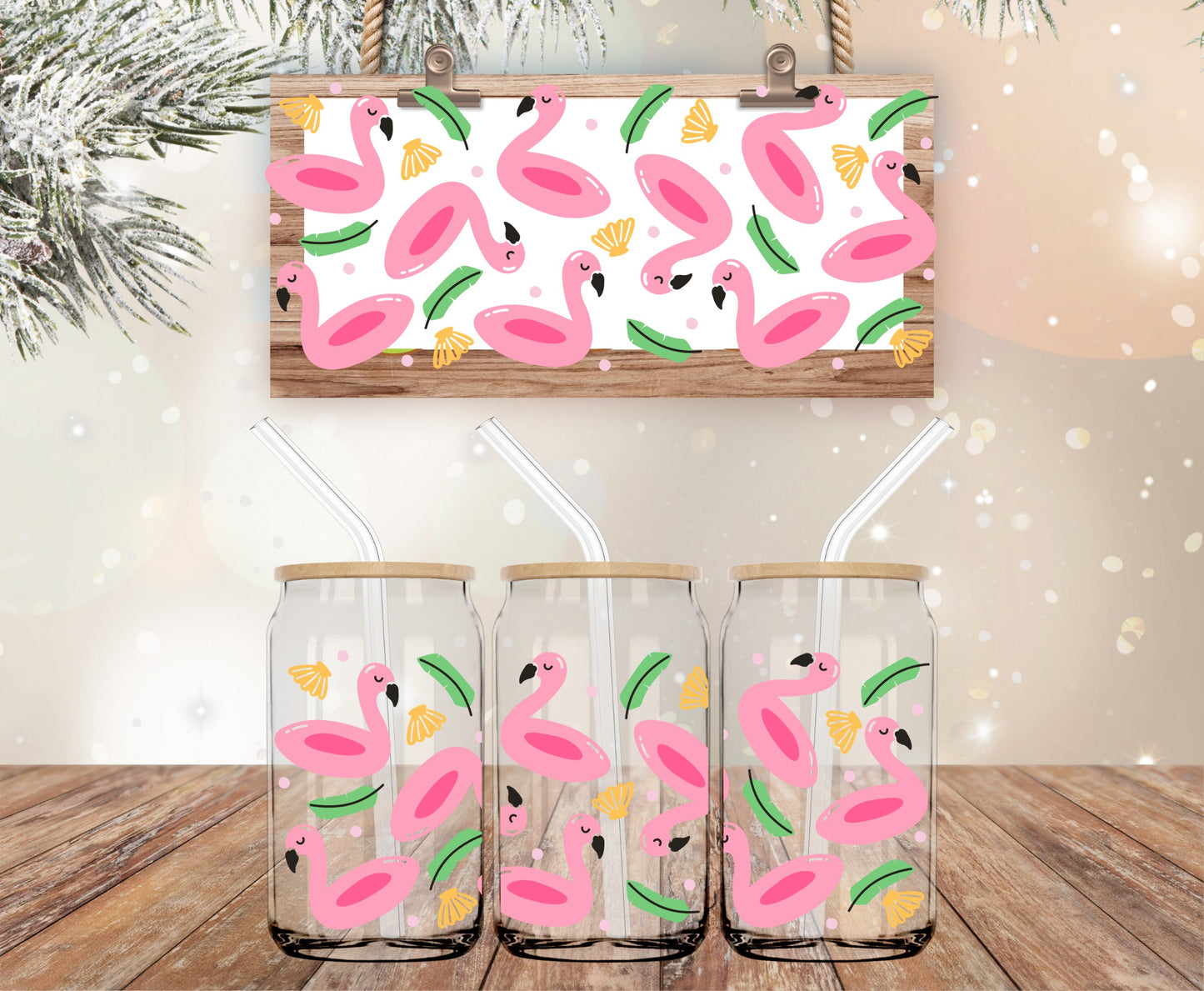 Flamingo vinyl libbey wrap