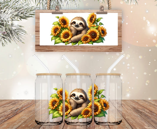Sunflower sloth vinyl libbey wrap