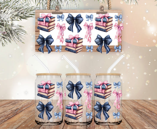 Books and bows vinyl libbey wrap