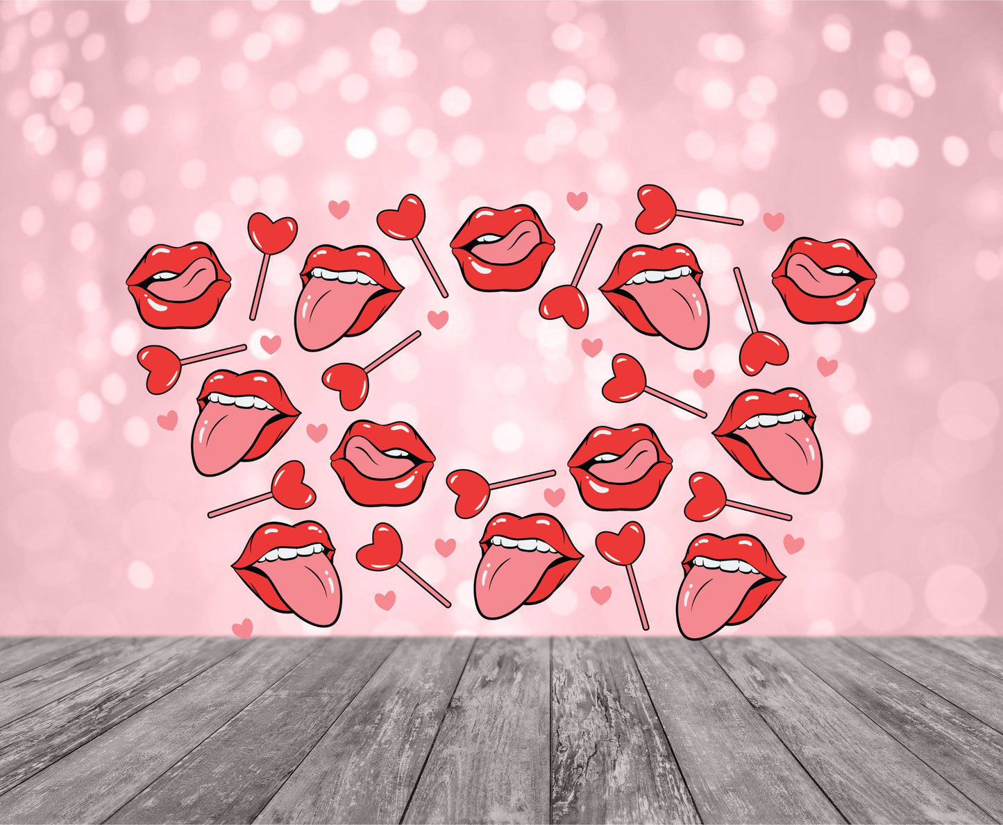 Lips and suckers Valentines cup wrap