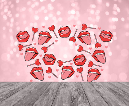 Lips and suckers Valentines cup wrap