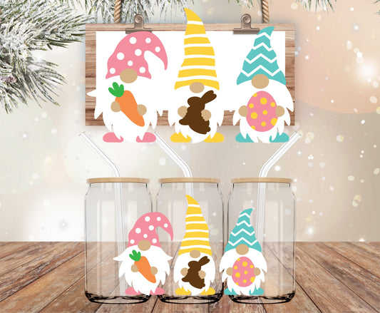 Easter gnomes decal for Libbey glass cup