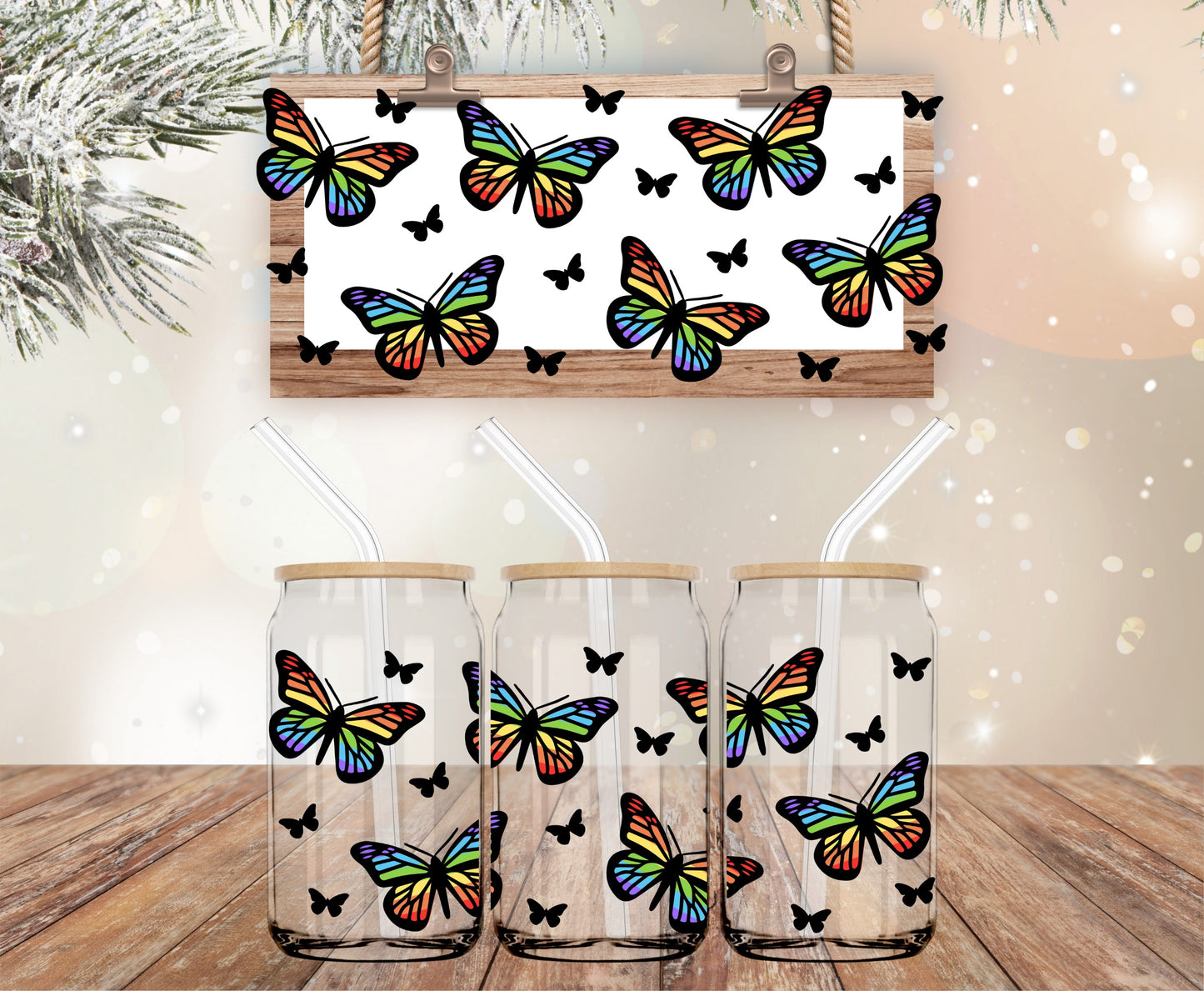 Rainbow butterflies libbey wrap