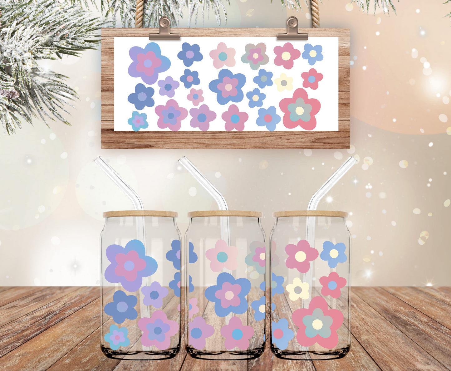 Pastel boho floral libbey vinyl wrap