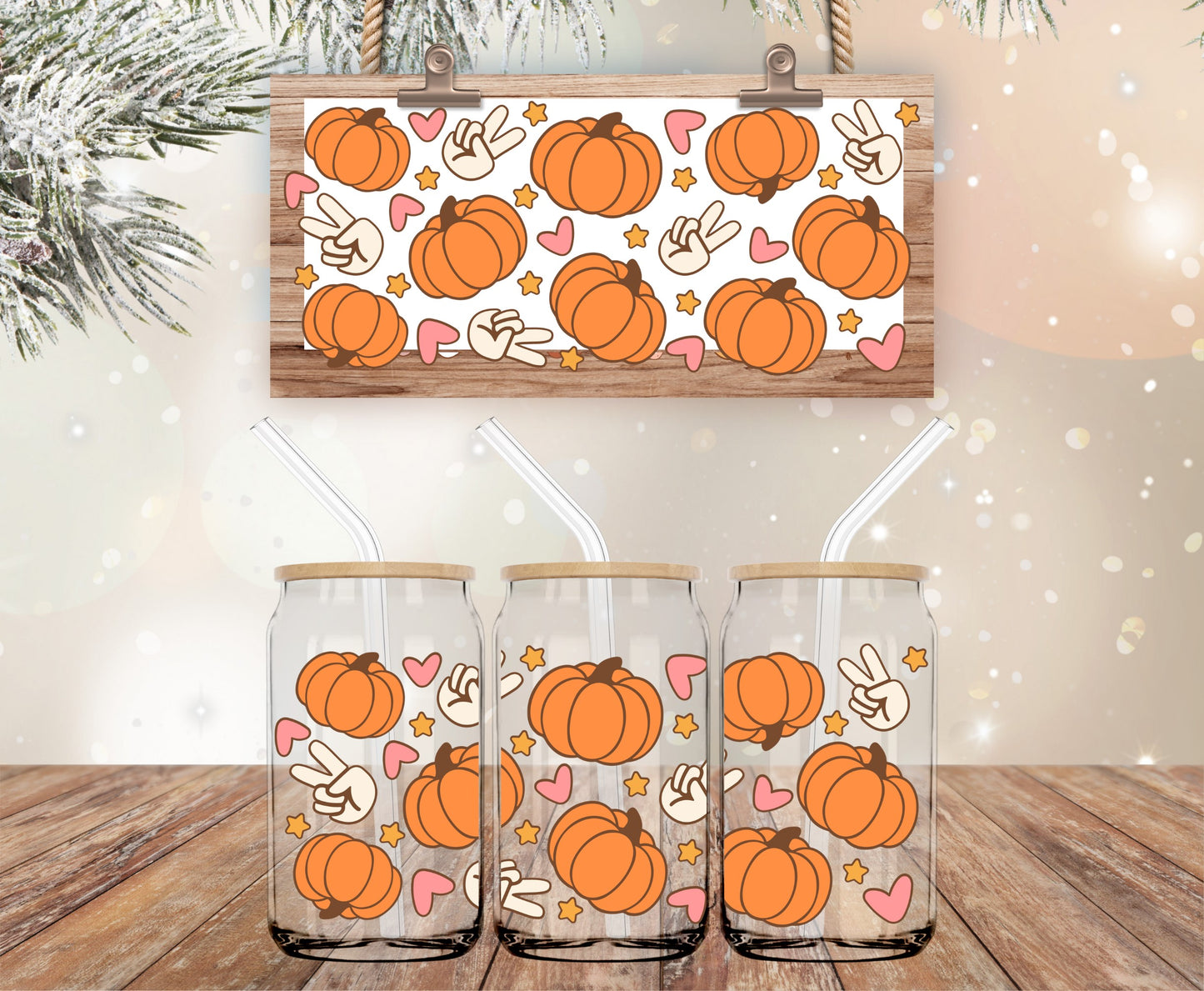 Peace and pumpkins vinyl libbey wrap