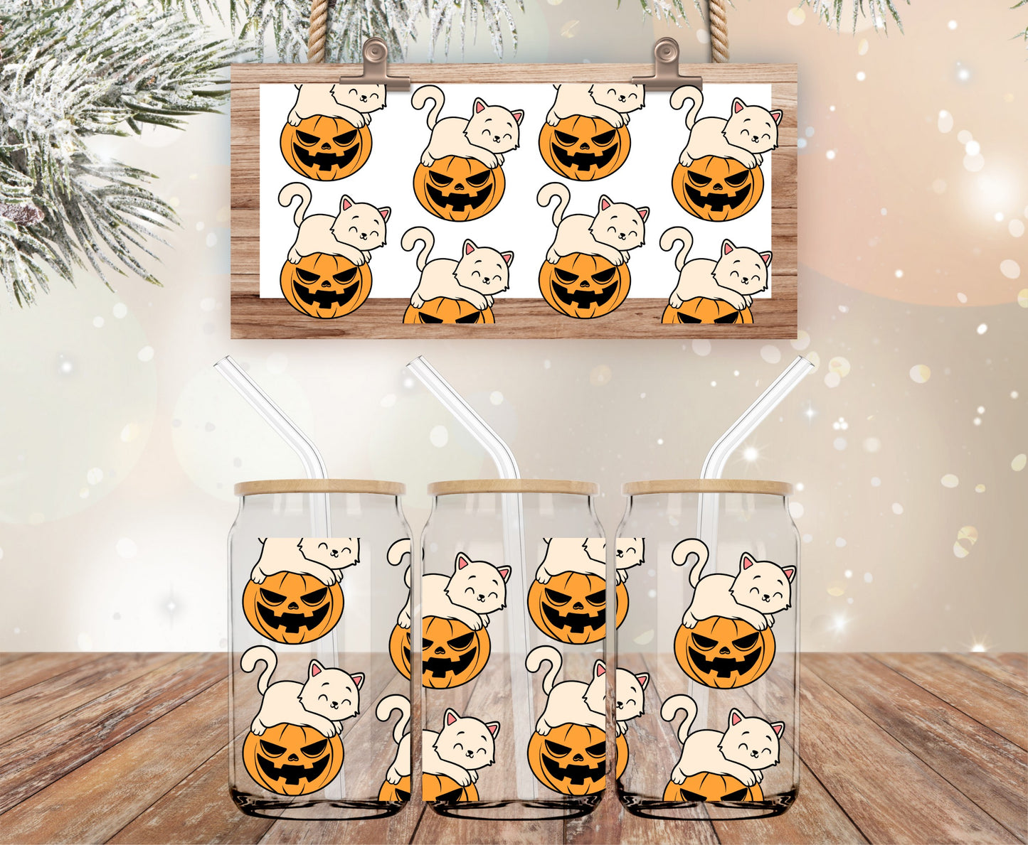 Cats and pumpkins libbey wrap