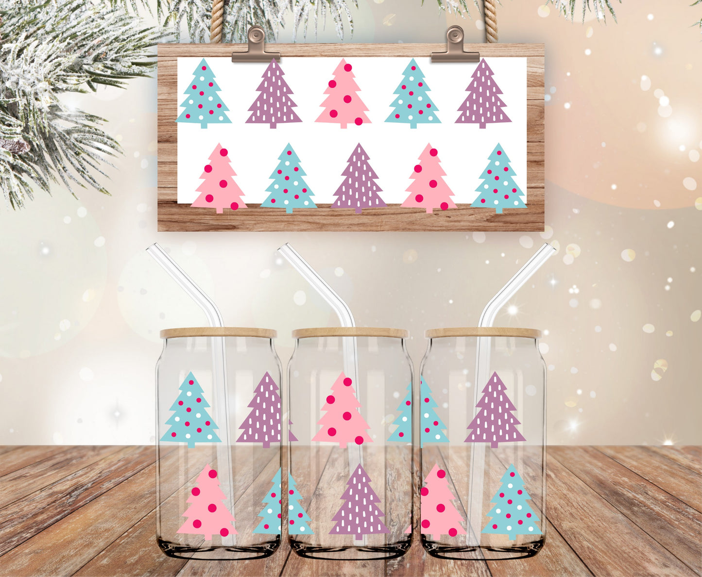 Pastel winter trees vinyl libbey wrap