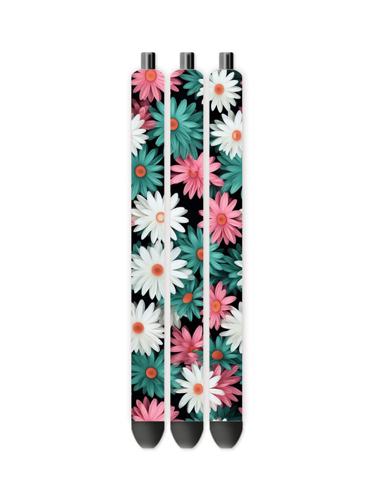 Pink and teal daisy pen wrap