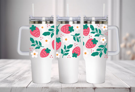 Strawberries and dasies 40oz vinyl quencher wrap