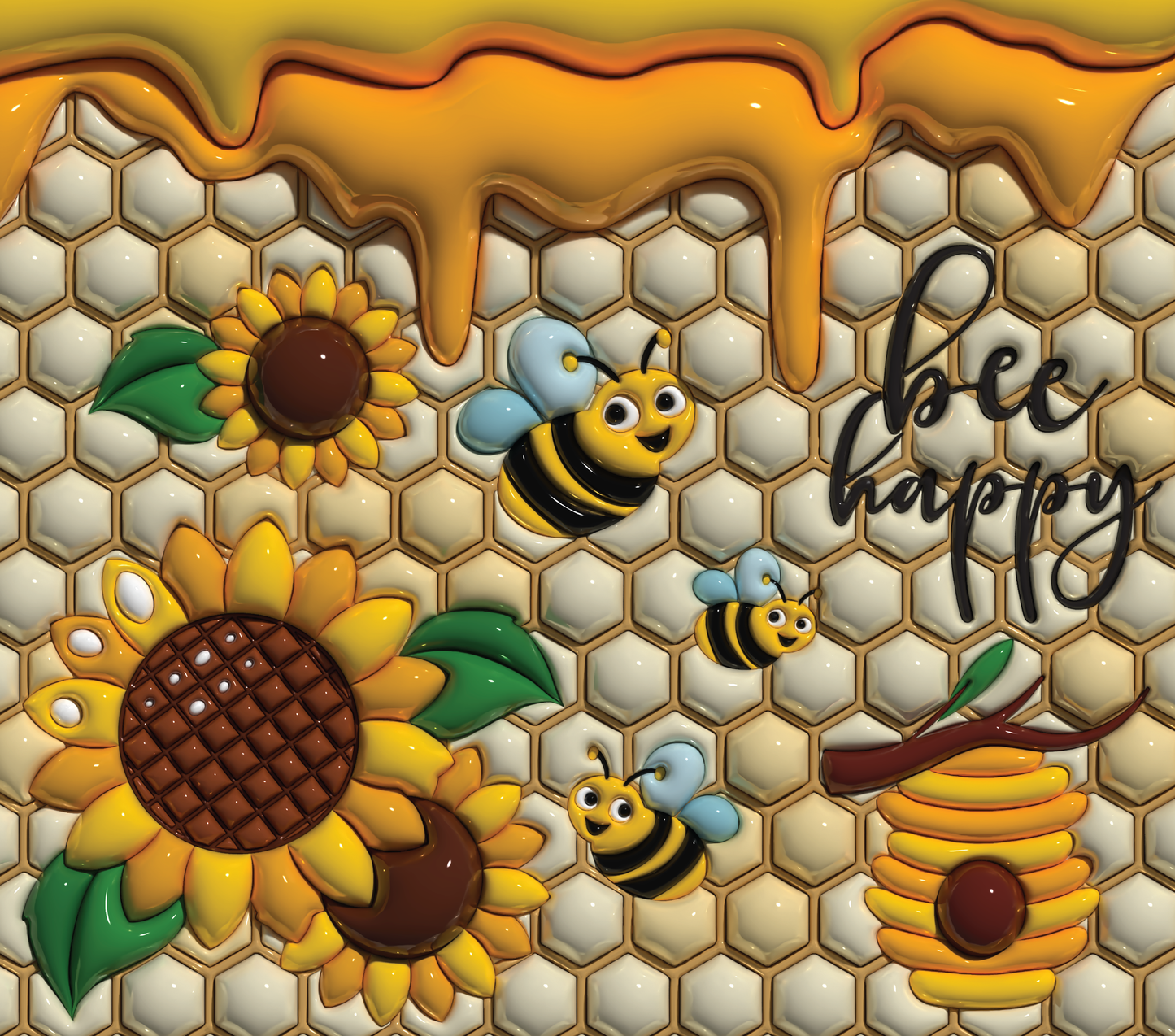 Bee happy 20 oz sublimation tumbler transfer