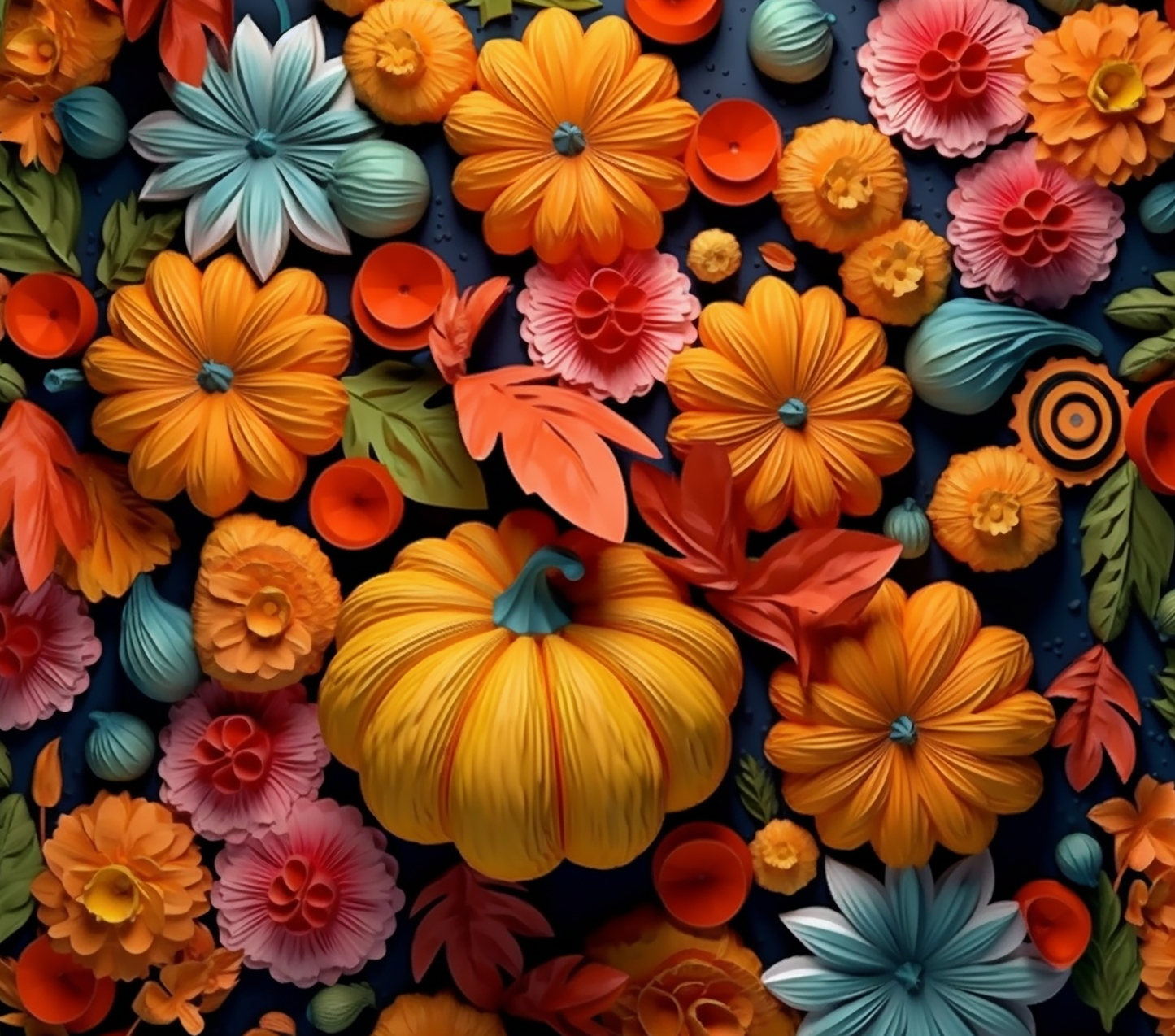 3D Pumpkin floral 20 oz sublimation print