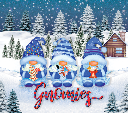 Snowy gnome scene sublimation tumbler print