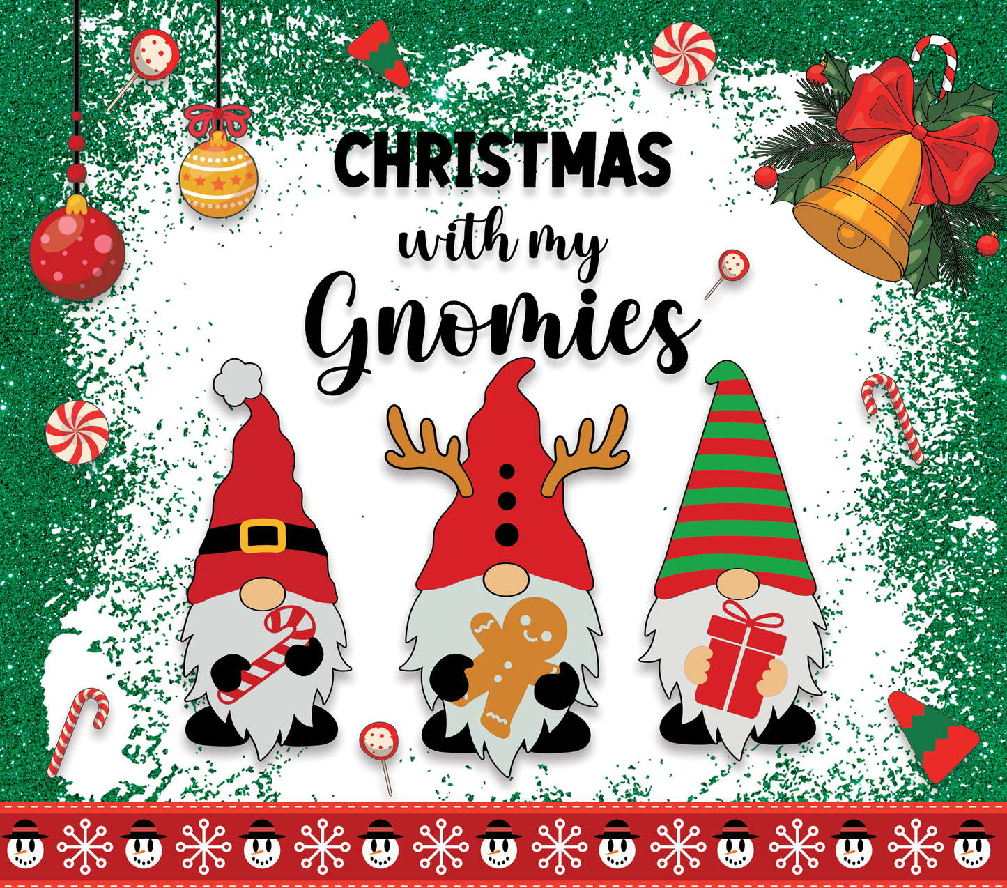 Gnomies Christmas sublimation tumbler wrap