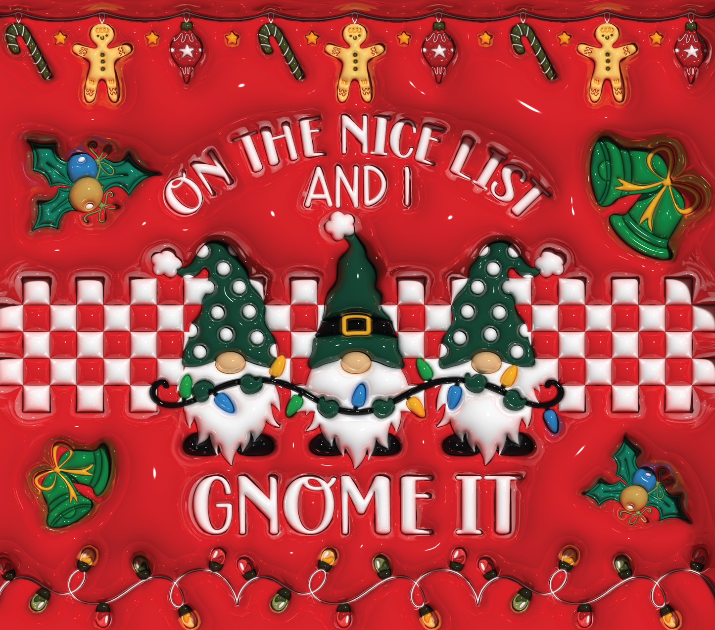 Puffy Christmas gnomes 20oz vinyl wrap