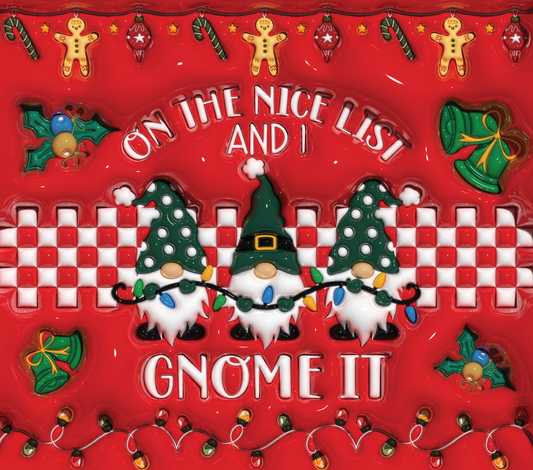 Puffy Christmas gnomes 20oz vinyl wrap