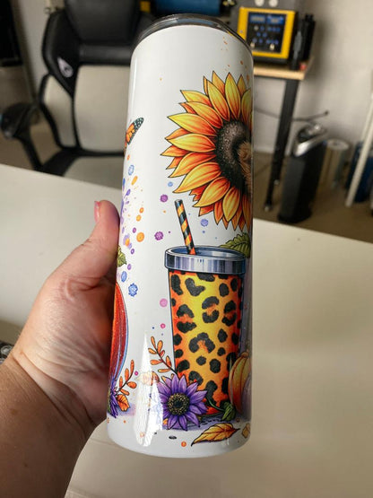 Sunflower Witch Hat Fall Cow tumbler