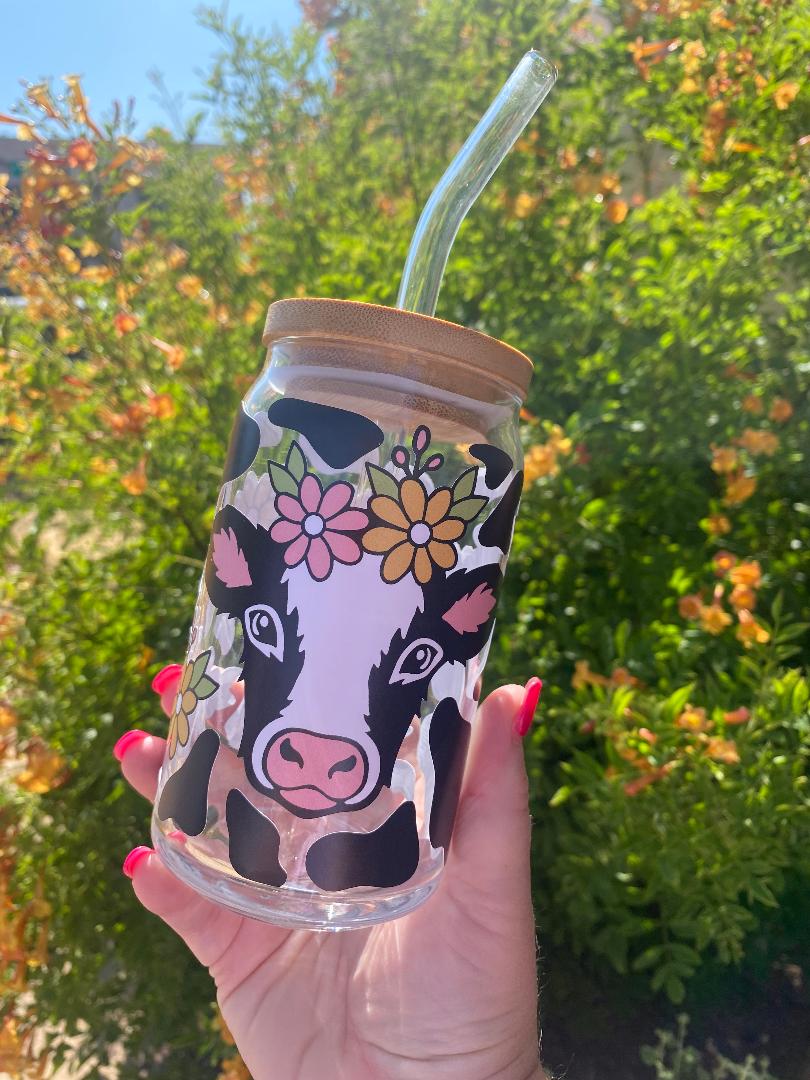 Floral cow completed cup