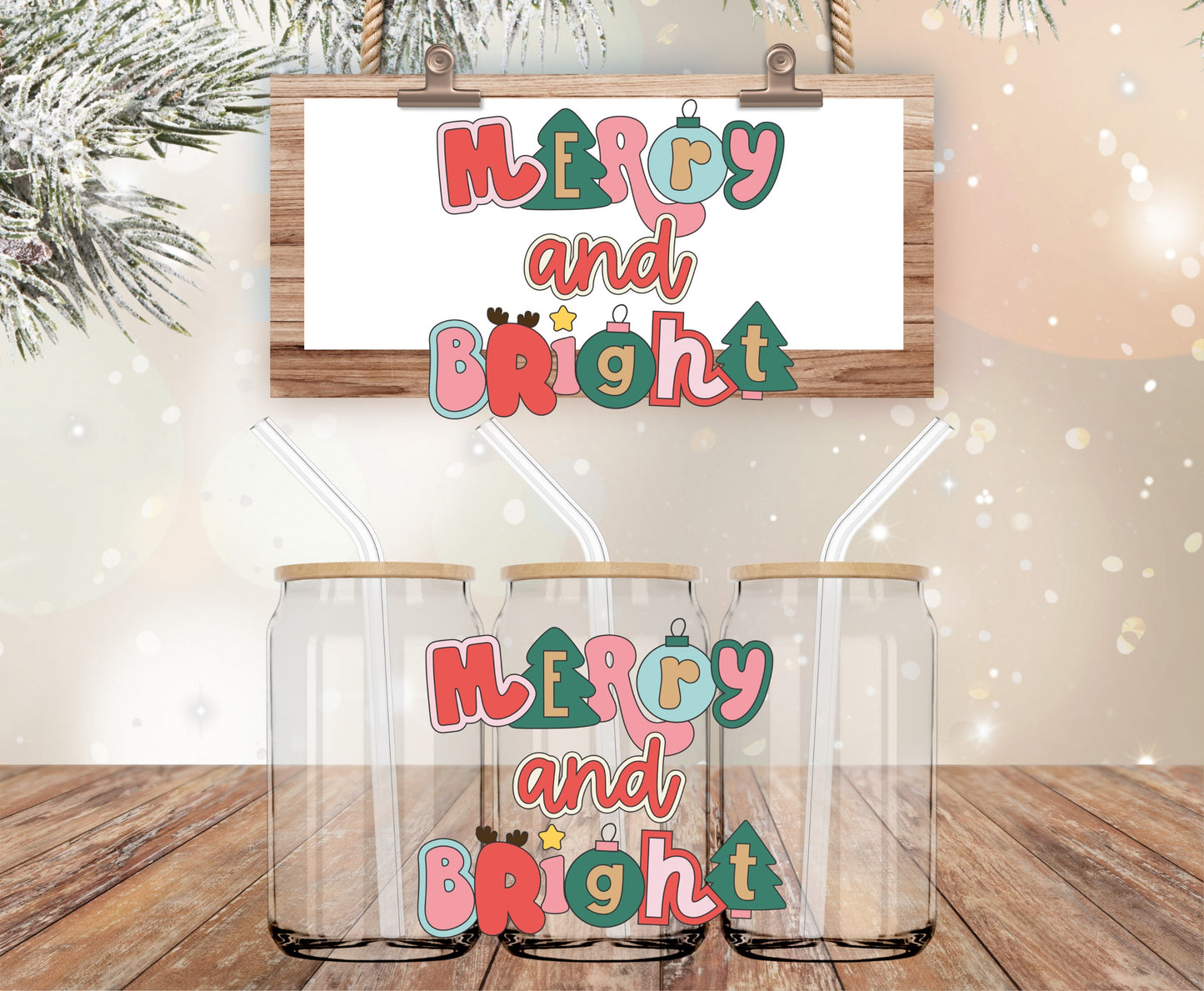 Merry and Bright vinyl decal