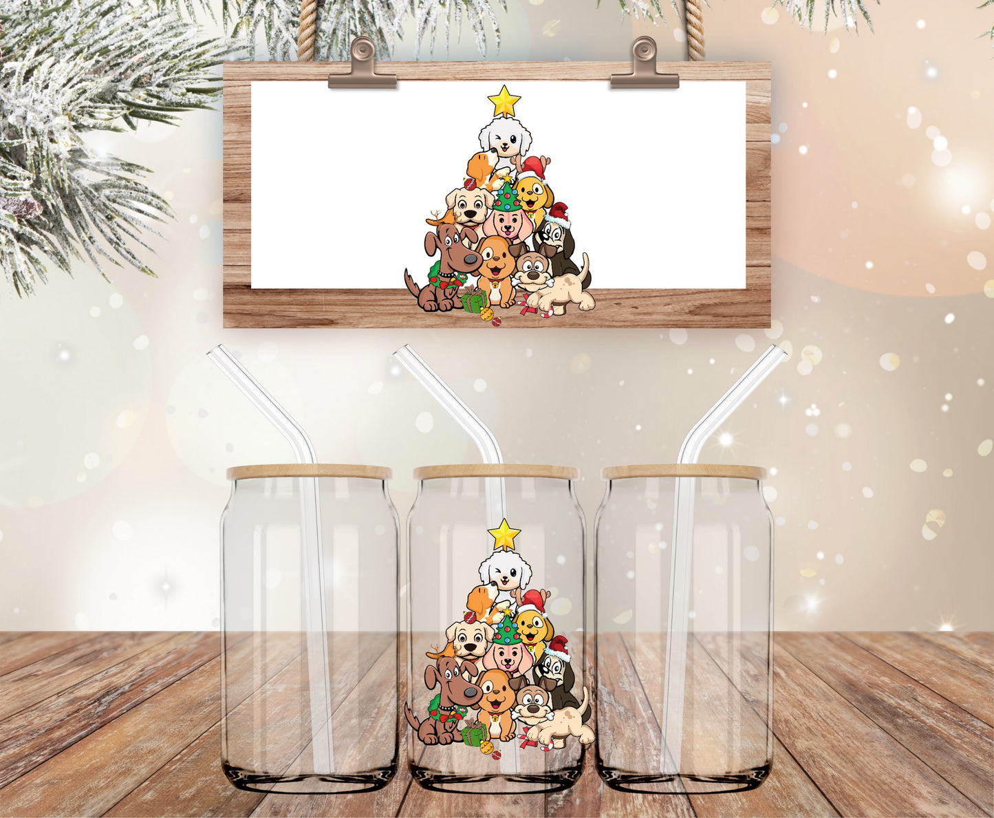 Tree of Christmas dogs vinyl decal