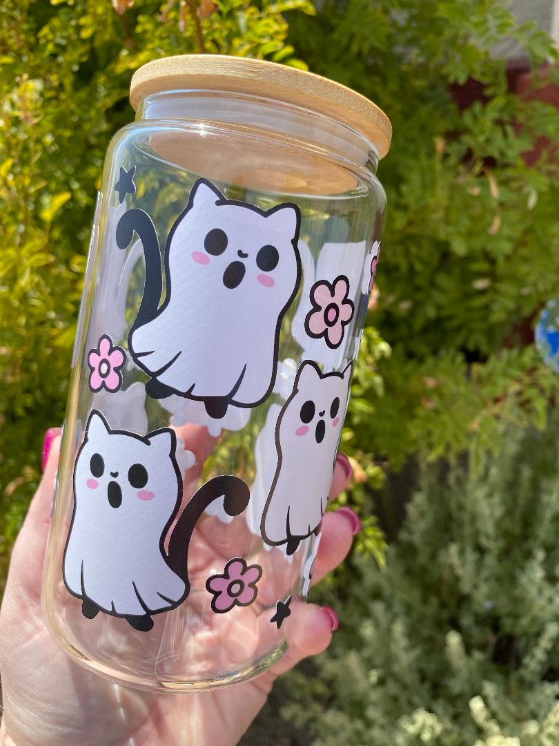 Cute ghost cat Halloween cup