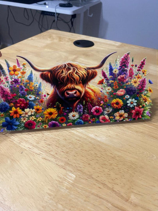 Floral Highland Cow UV DTF