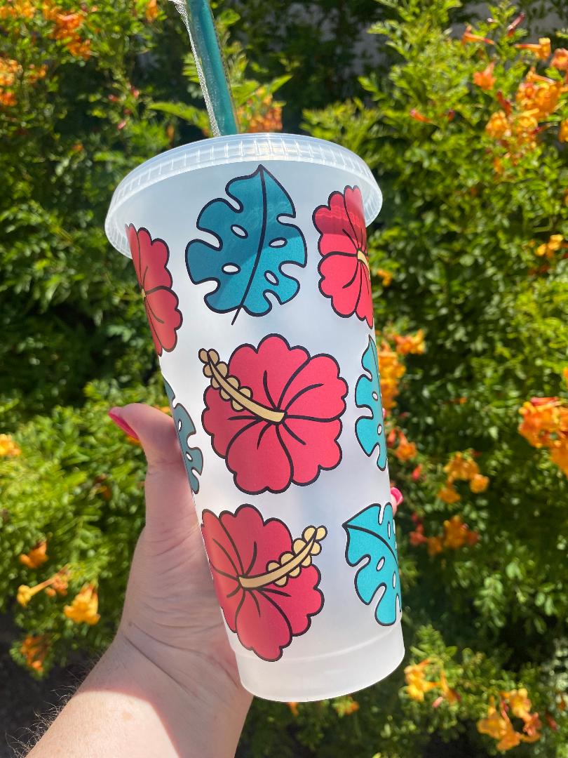 Hibiscus 24oz plastic cold cup