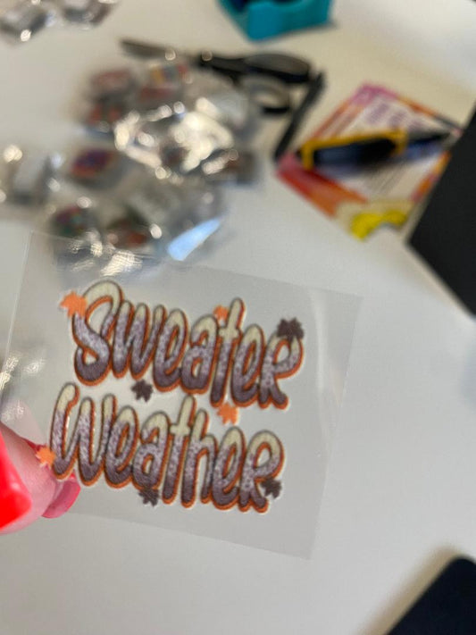 Sweater Weather UV keychain transfer