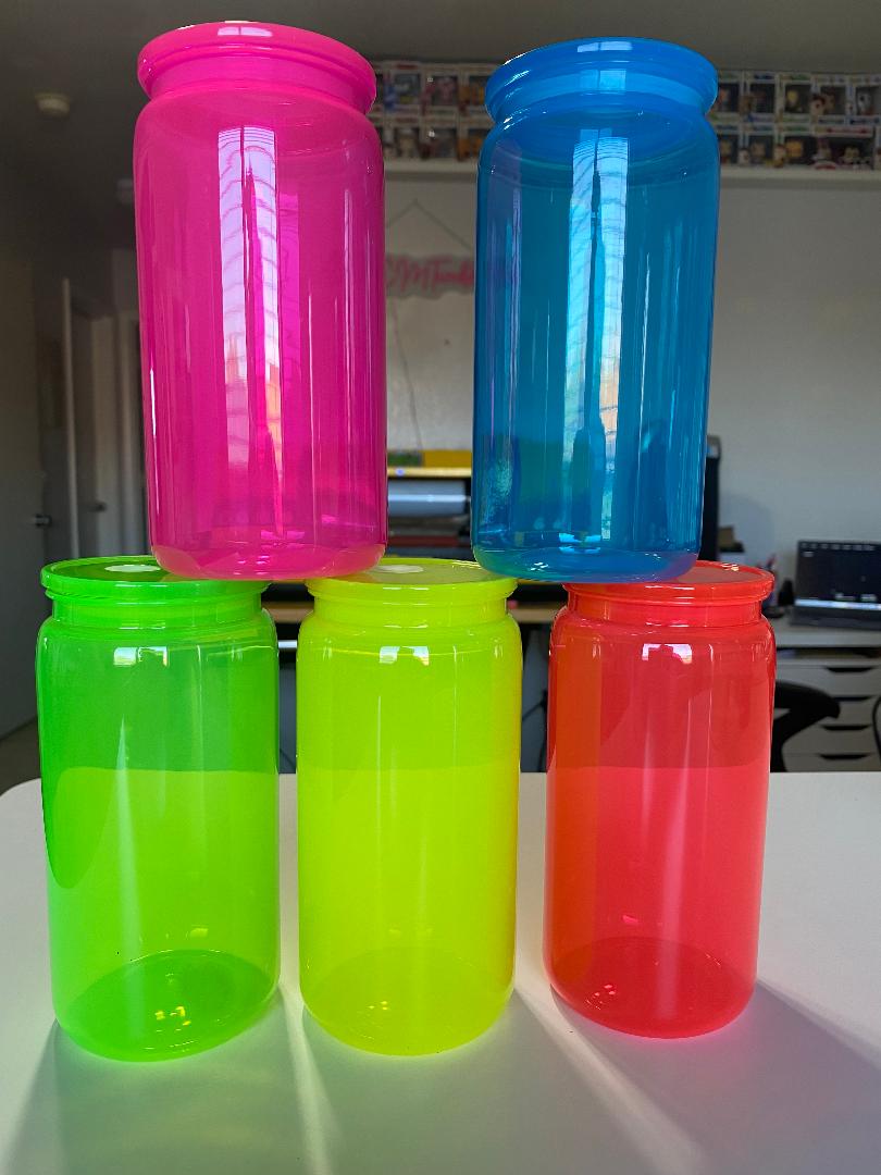 Neon PLASTIC blank cup set