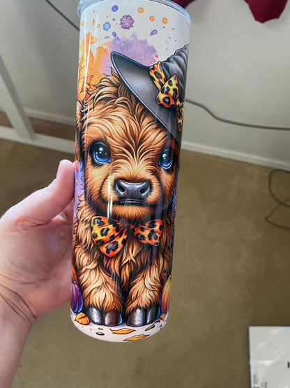 Fall Cow 20oz skinny tumbler