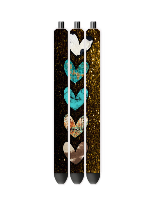 Teal western hearts pen wrap