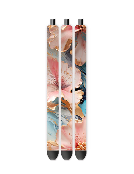 Pink and gold floral pen wrap