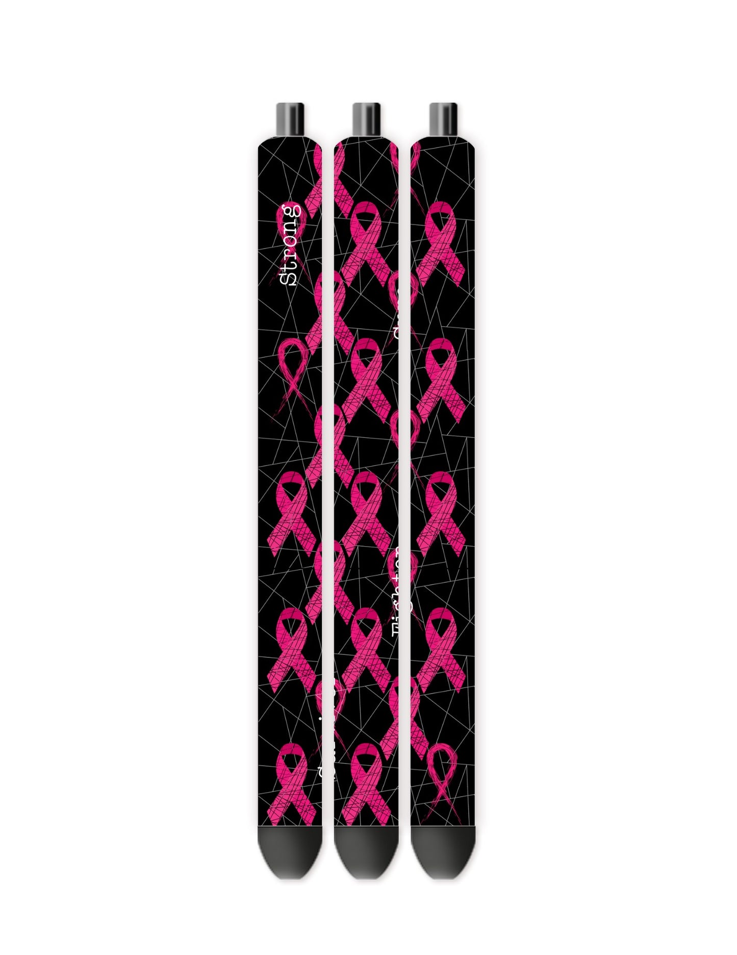 Pink ribbon pen wrap black background