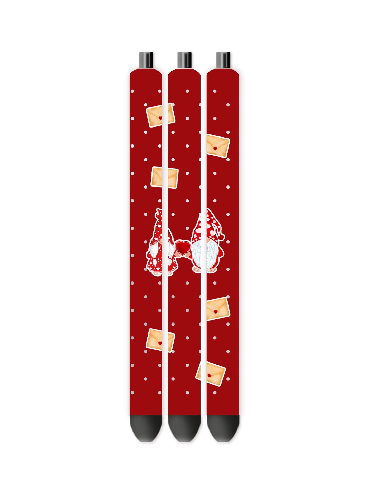 Red gnomes and hearts pen wrap