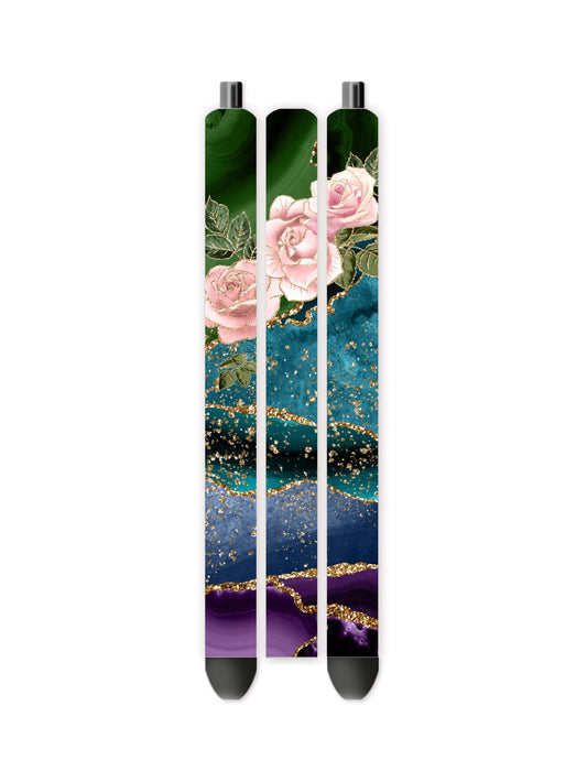 Floral glitter vinyl pen wrap