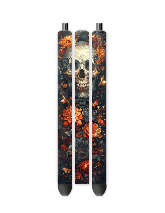 Orange floral skull vinyl pen wrap