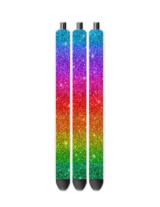 Fine glitter rainbow pen wrap