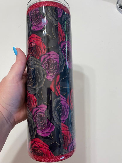 Rose epoxy fabric tumbler 300z