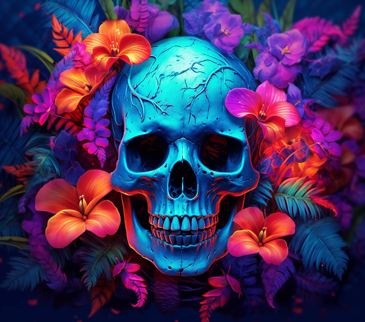 Neon skull sublimation print